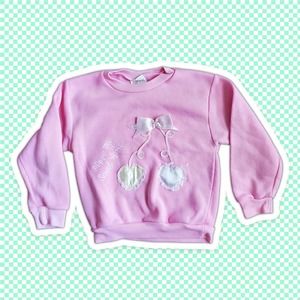 VTG 90s Girls Sweatshirt with Embroidered Puffy Hearts Sz 6-7